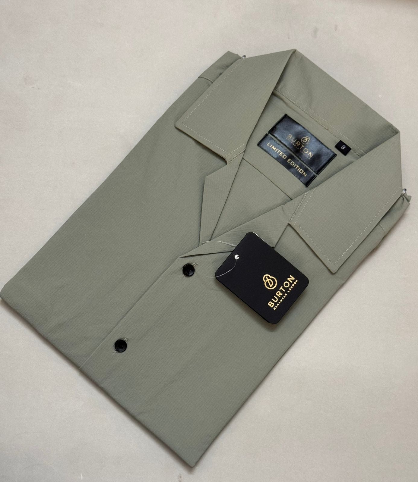 TS - 1037 (Light Green Button Down Cuban Collar Short Sleeve Shirt)