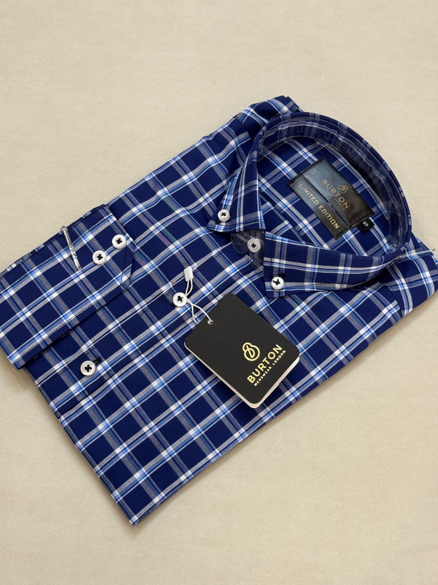 TS - 1056 (Dark and Light Blue Checkered Shirt)