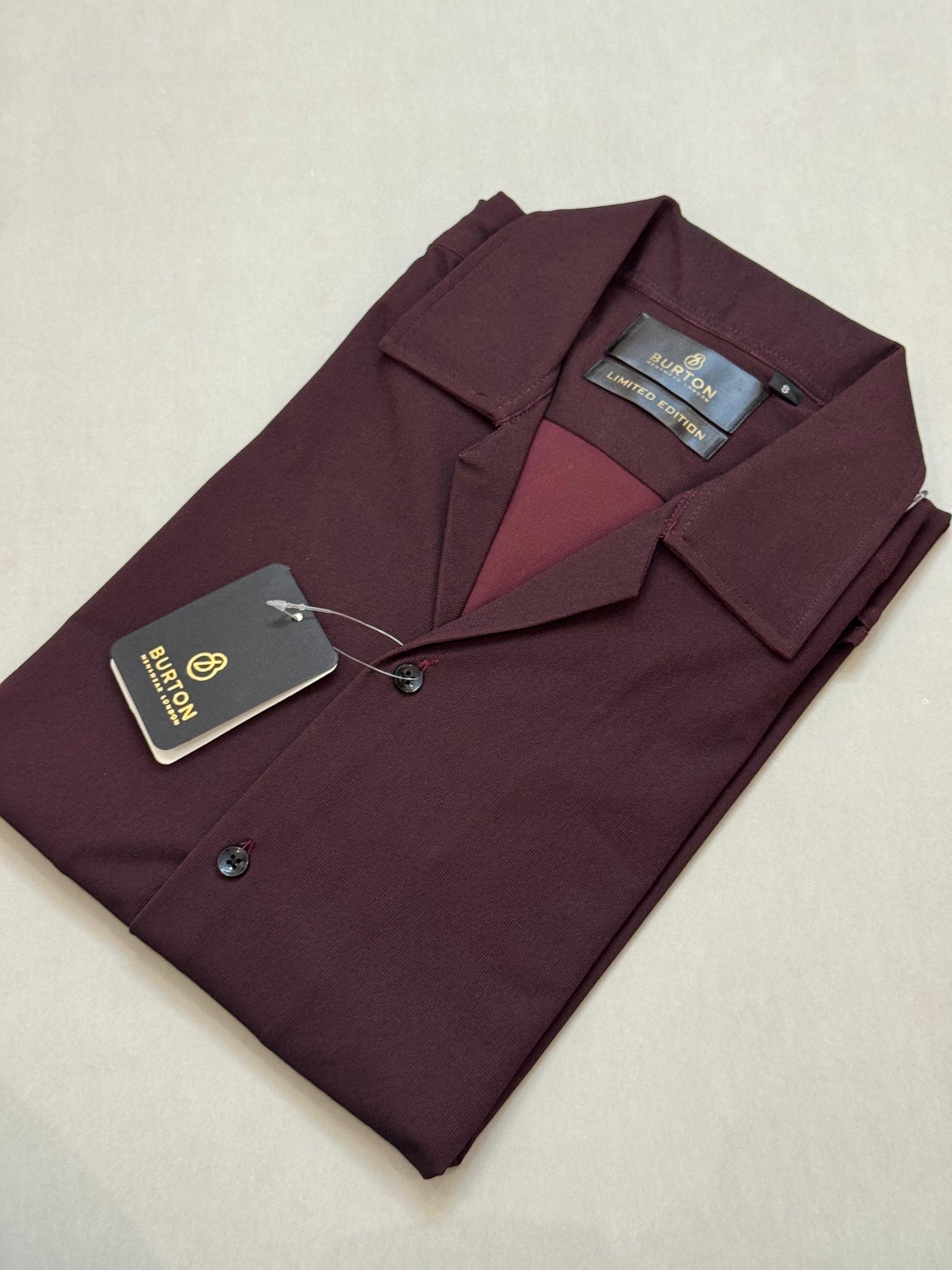 TS - 1051 (Maroon Button Down Cuban Collar Short Sleeve Shirt)