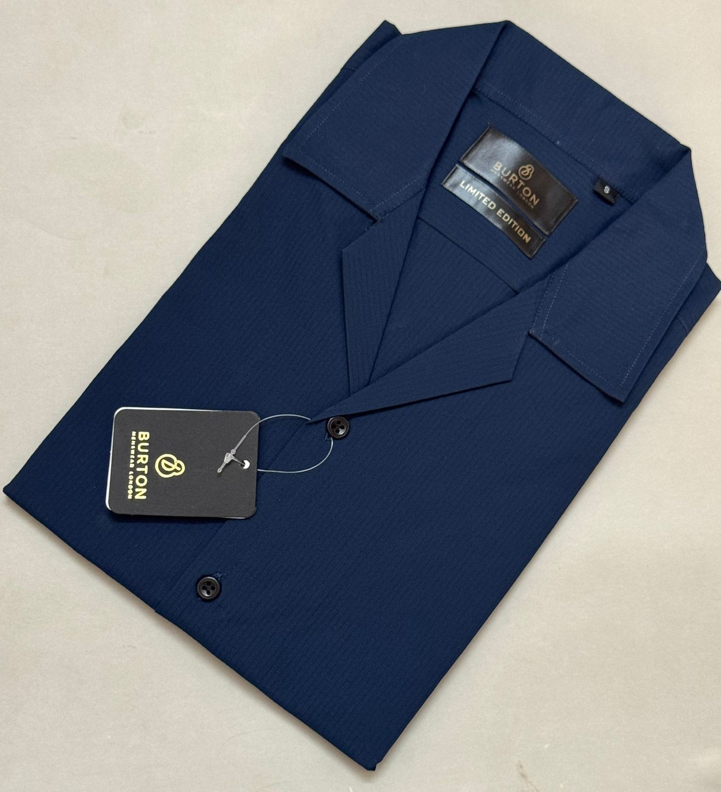 TS - 1040 (Navy Blue Button Down Cuban Collar Short Sleeve Shirt)