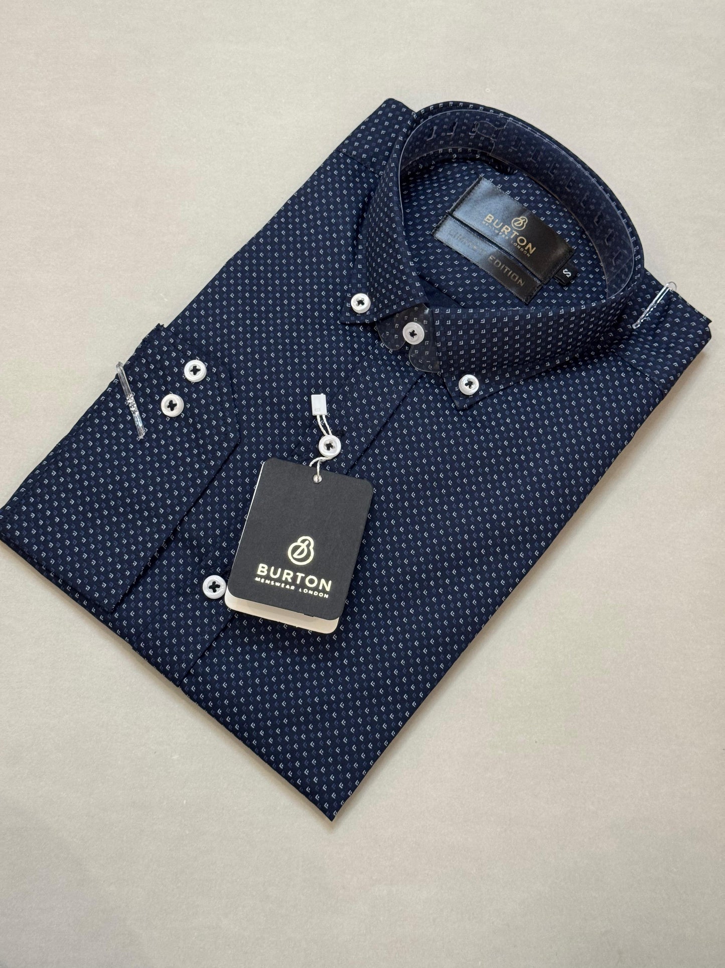 TS - 1059 (Navy Blue Classic Dotted Shirt)