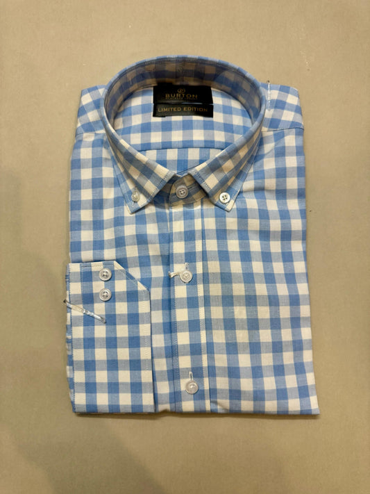 TS - 1007 (Sky Blue with White Small Check)