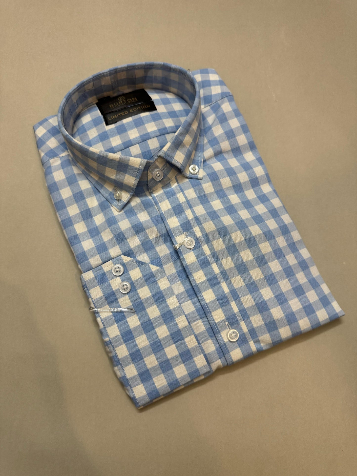 TS - 1007 (Sky Blue with White Small Check)