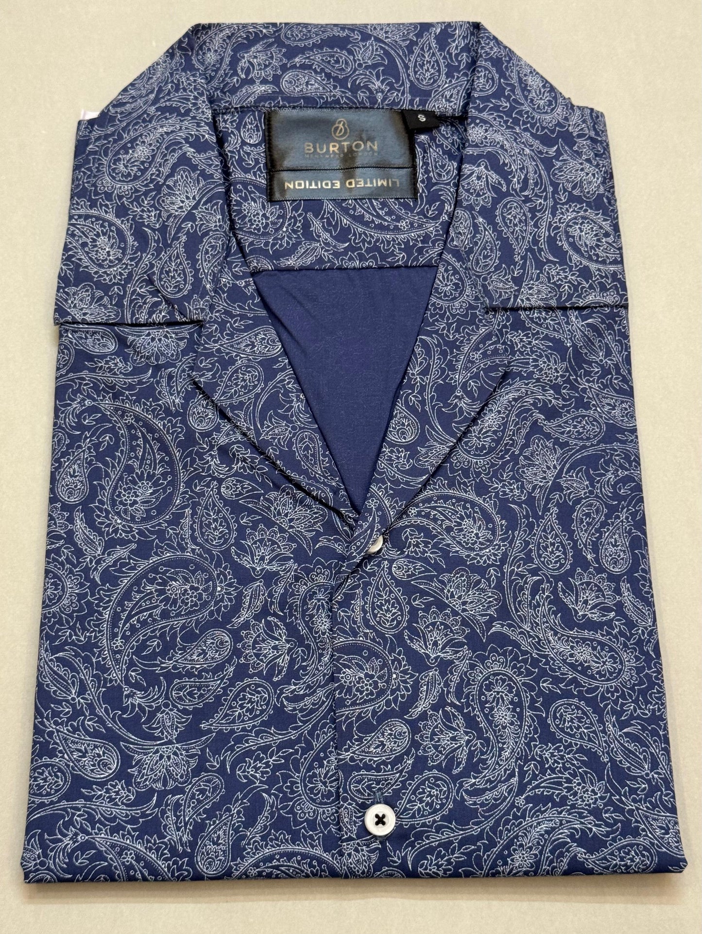 TS - 1054 (Blue Pattern Button Down Cuban Collar Short Sleeve Shirt)