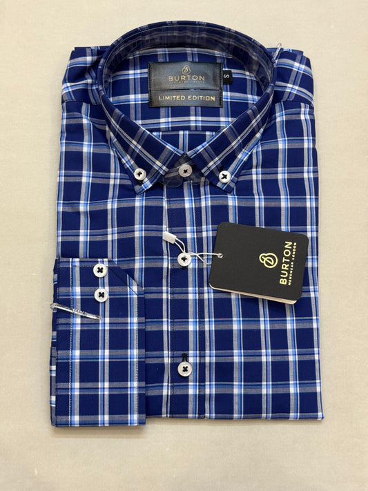 TS - 1056 (Dark and Light Blue Checkered Shirt)