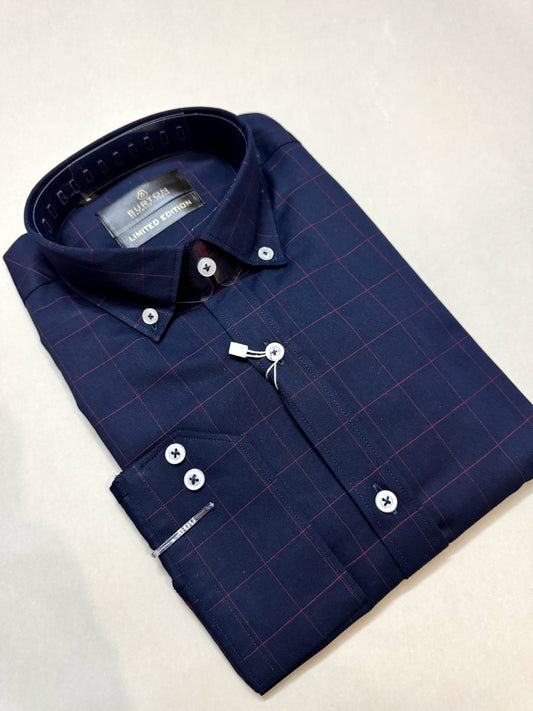 TS - 1029 (Navy with Red Outline Check)