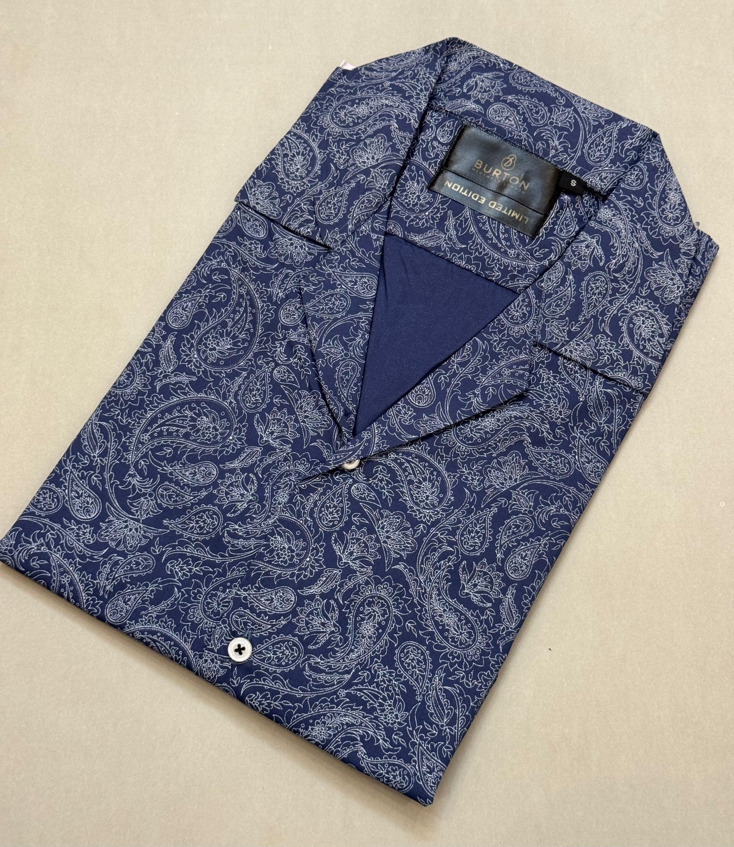 TS - 1054 (Blue Pattern Button Down Cuban Collar Short Sleeve Shirt)