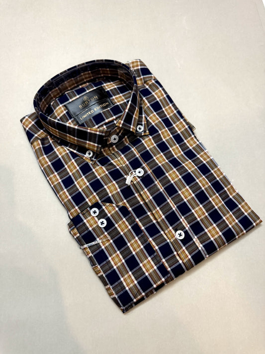 TS - 1025 (Navy and Mustard Small Check)