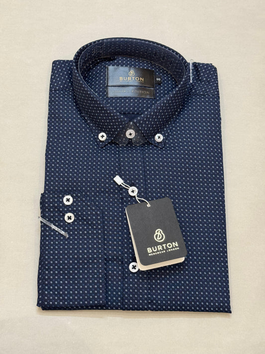 TS - 1059 (Navy Blue Classic Dotted Shirt)