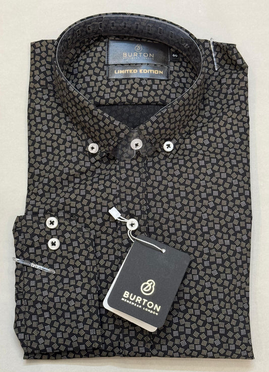 TS - 1060 ( Black with Brown Printed Shirt
