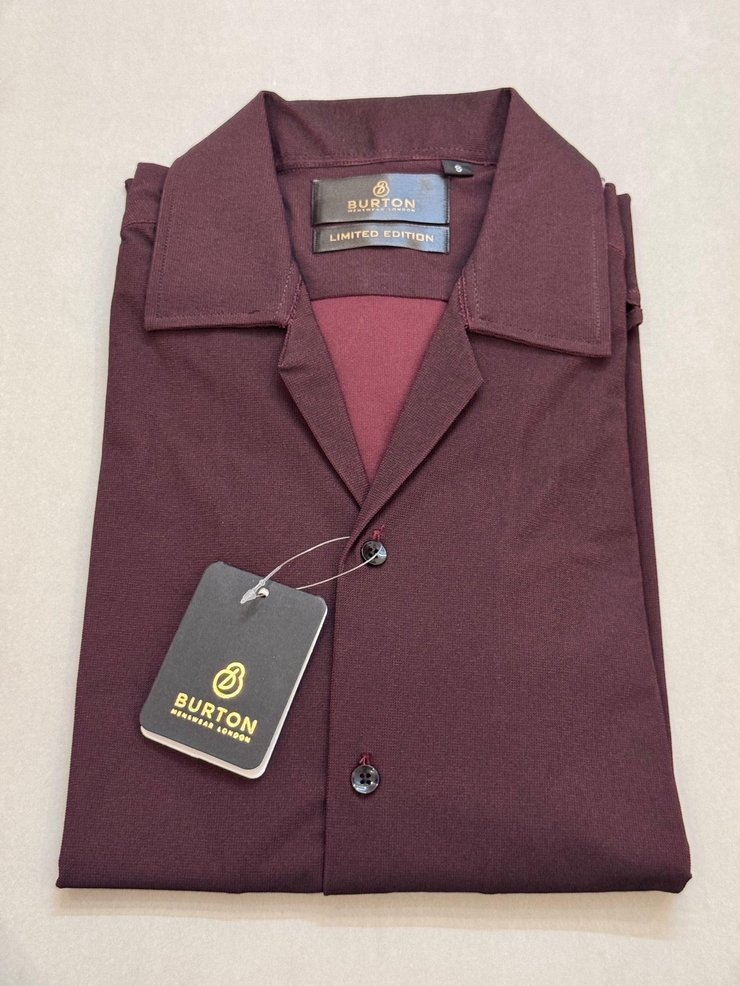 TS - 1051 (Maroon Button Down Cuban Collar Short Sleeve Shirt)