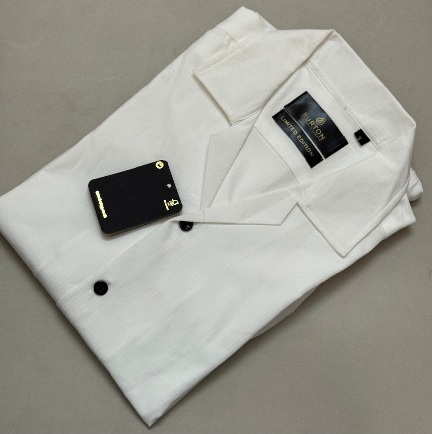 TS - 1036 (White Button Down Cuban Collar Short Sleeve Shirt)
